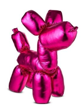 Pair (2) Hot Pink & Silver Iridescent Metallic Balloon Dog Plushes